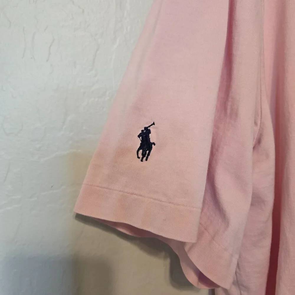 Polo Golf Ralph Lauren Vintage Lisle Pink Cotton Short Sleeve Mens Polo Shirt XL